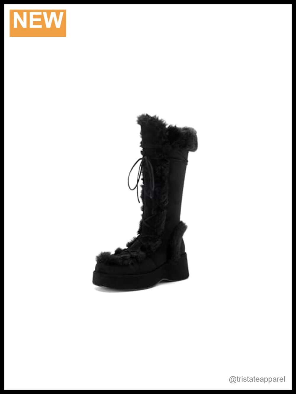 Women's Knee High Winter Snow Boots Faux Suede Platform Lace Up Side Zipper